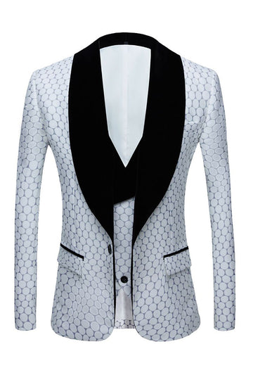 Biege Dots Jacquard 2 Piece Mäns baldräkter